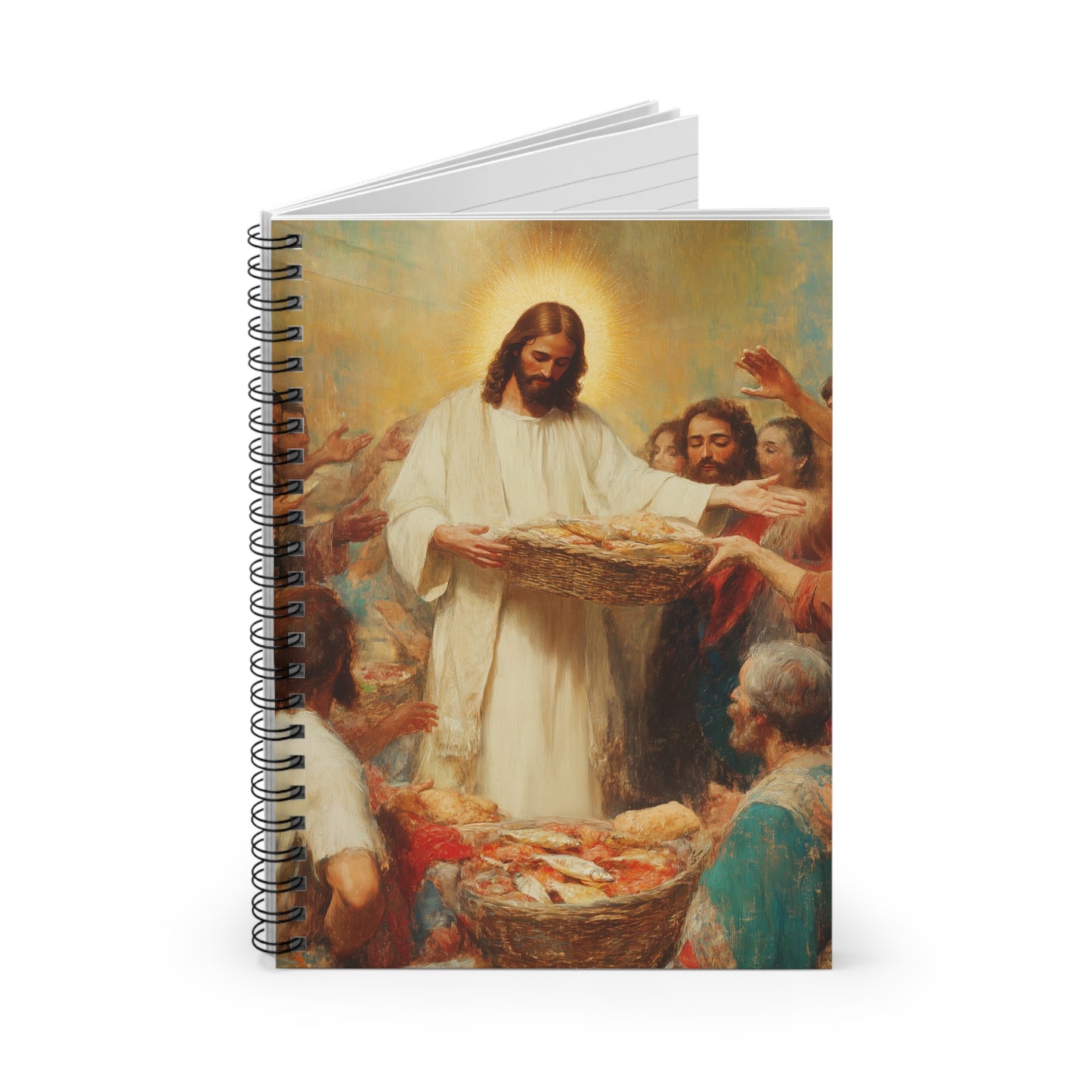 The Quiet Multiplication of Love : Loaves and Fishes - Sanctified Souls Art - Religious Based Notebook - Spiral Notebook