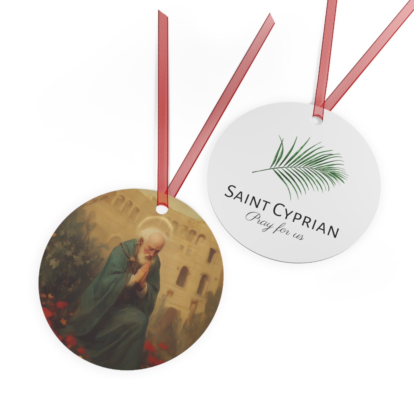 Saint Cyprian Metal Ornament - Religious Holiday Christmas Ornament and Keepsake - Prayer Ornament - Catholic Gift