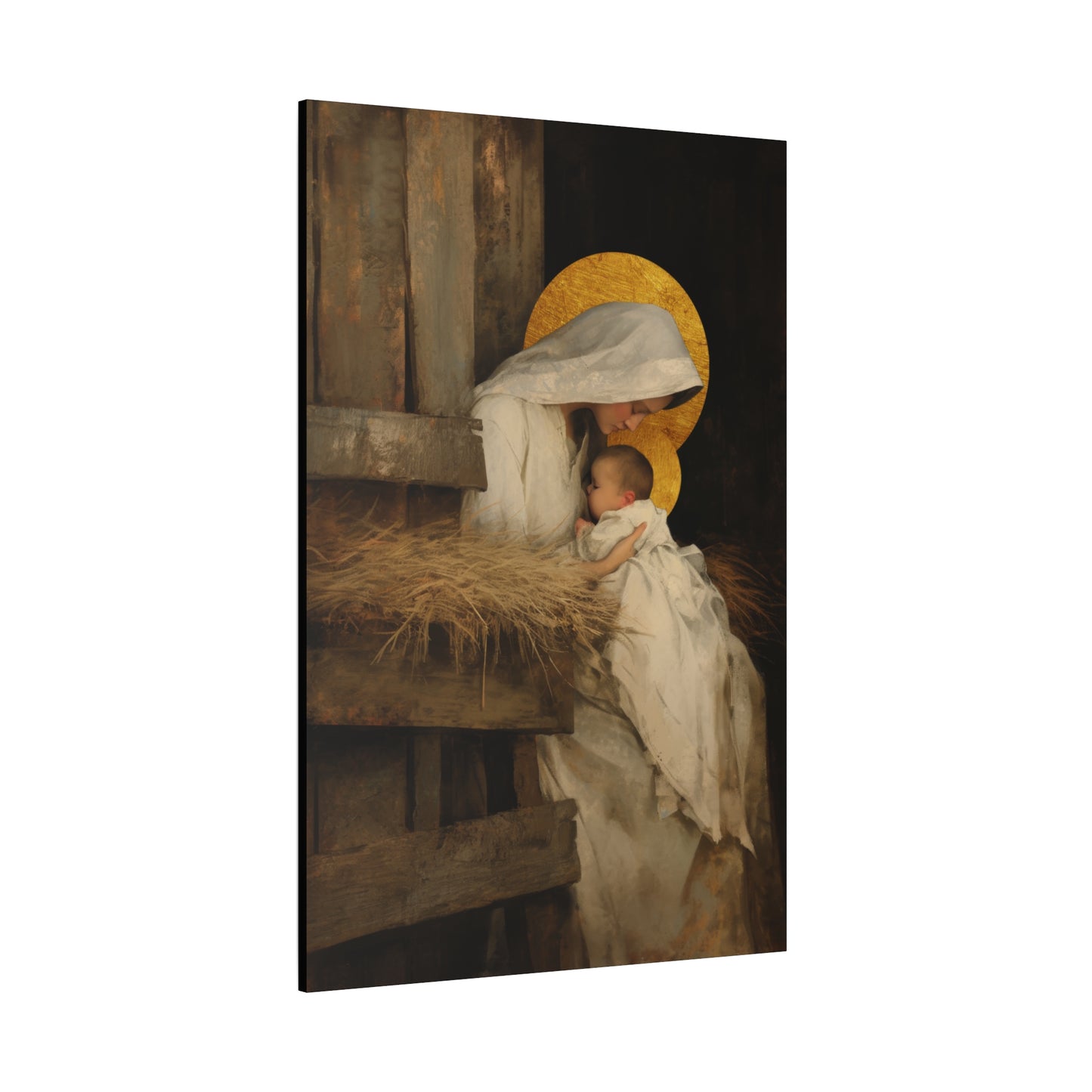 Our Lady of the Manger - Mother Mary and the Christ Child - Gallery Wrapped Canvas - Print - Religious Art for your Home - Catholic