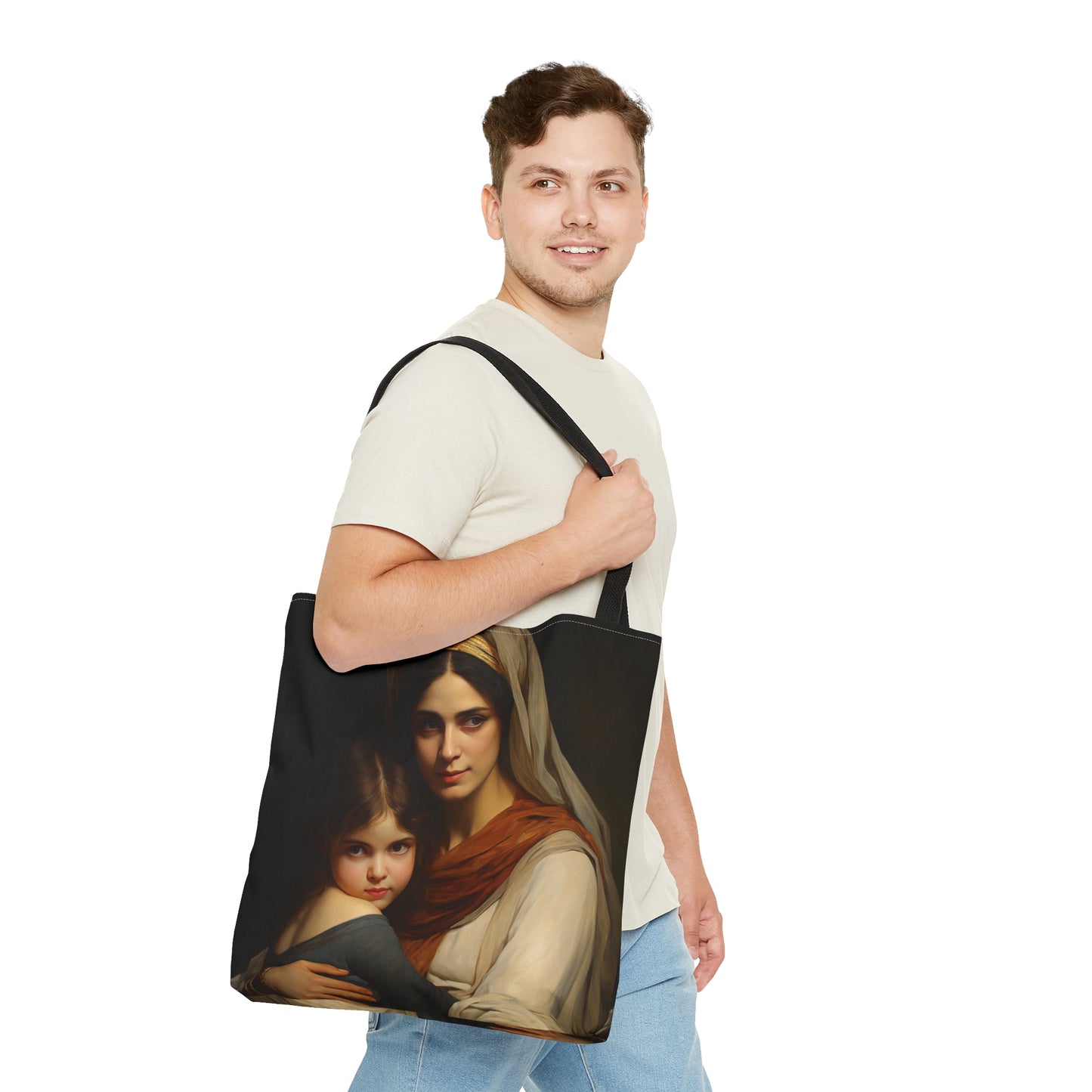 Saint Anne and Young Mother Mary Tote Bag - Large Medium Small Faith Art Bag - Re usable Tote Purse - Double Sided - Catholic Art Bag