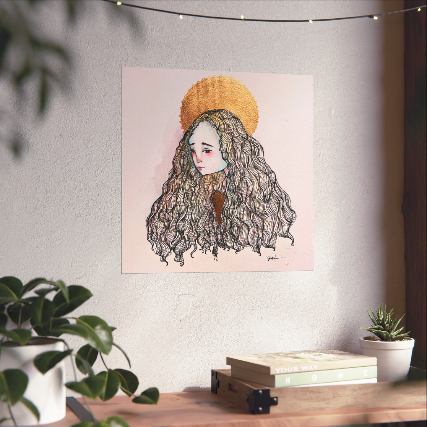 Saint Philomena Poster Print - Hand-Drawn Catholic Art Print | Christian Devotional Wall Art | Sanctified Solocosmo Religious Poster