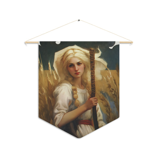 Saint Notburga Wall Banner / Wall Hanging / Pennant - Prayer room art - Catholic Home -  18" x 21"