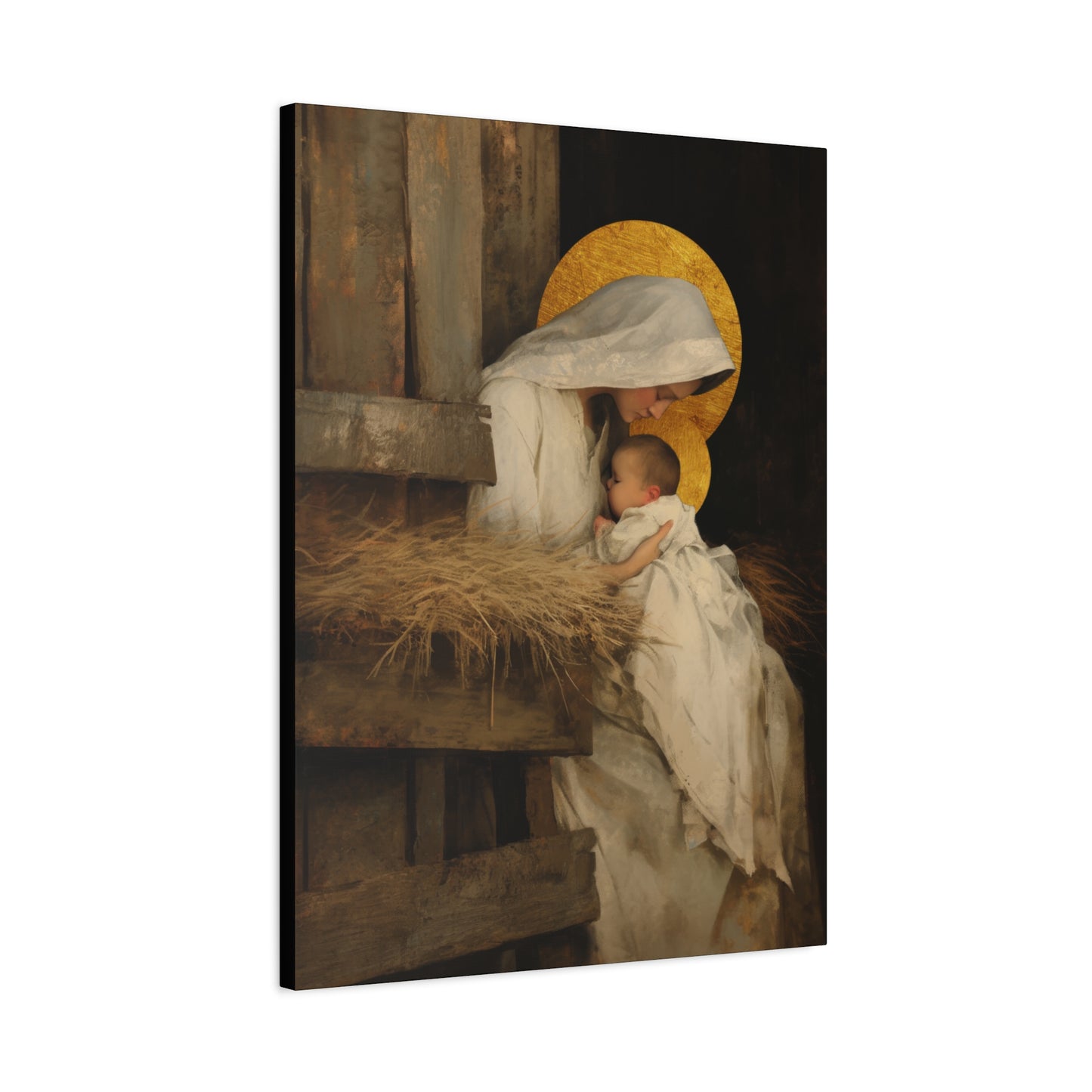 Our Lady of the Manger - Mother Mary and the Christ Child - Gallery Wrapped Canvas - Print - Religious Art for your Home - Catholic