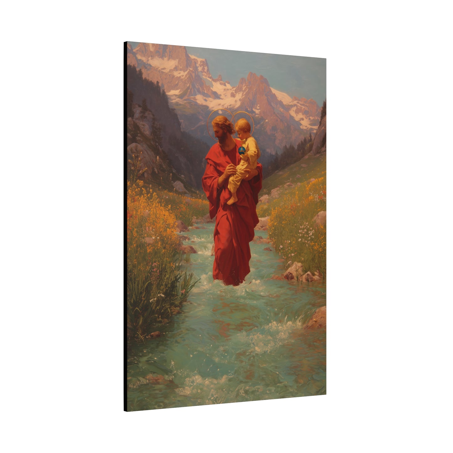 Saint Christopher  - Museum Wrapped Canvas - Sanctified Souls Print - Religious Art for your Home