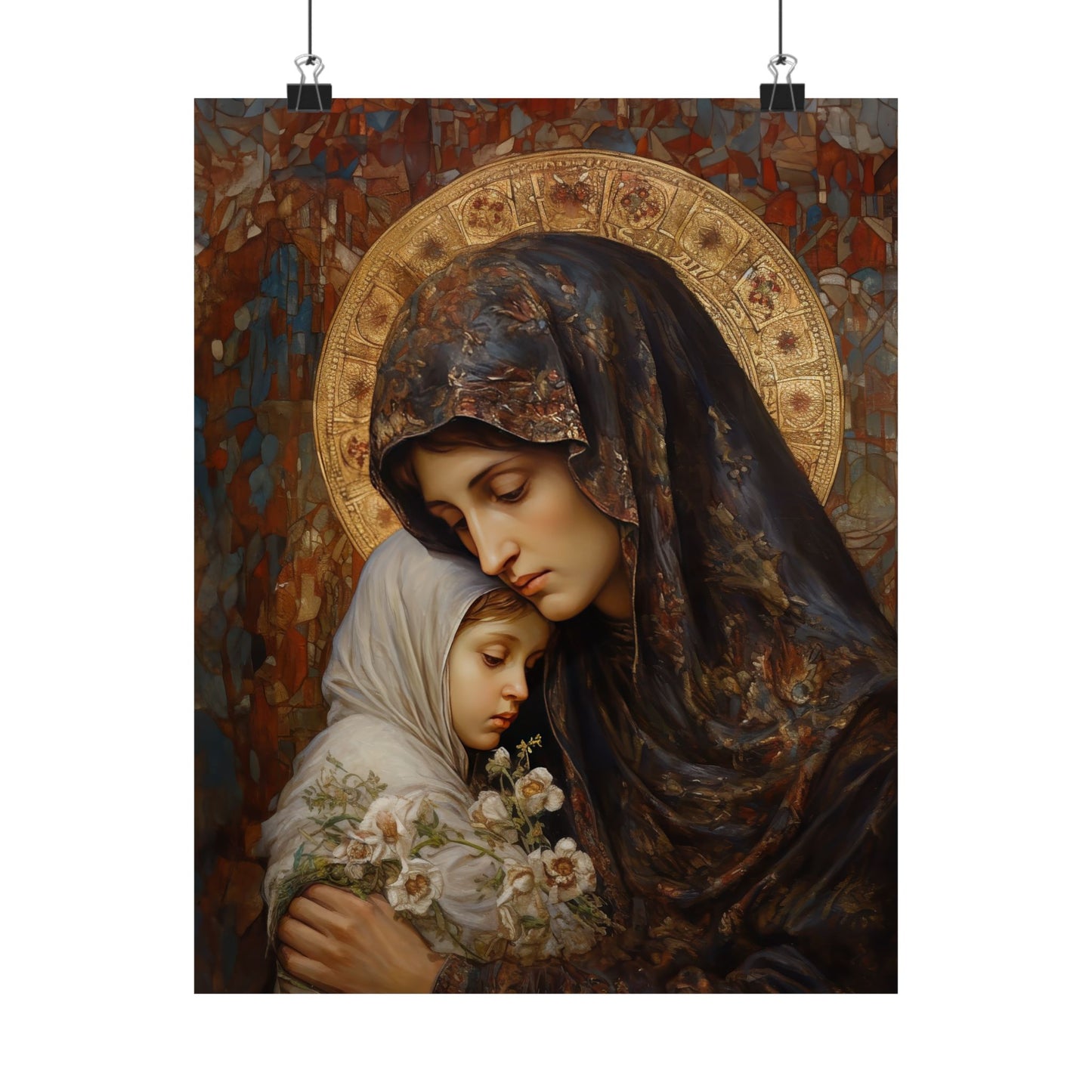 Mary, Mother of God - Protectress of Families Poster Print - Sanctified Souls Print - Multiple Sizes - Premium Posters - Catholic Art