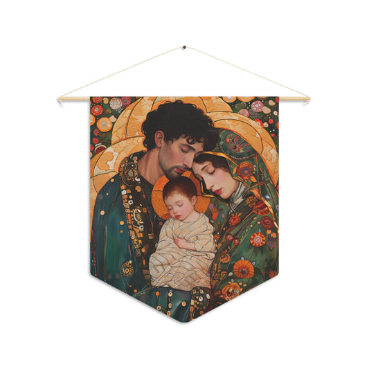 Guiding Light - The Holy Family Wall Banner / Wall Hanging - Prayer room art - Catholic - Large Saint Art - 18" x 21" - Jesus, Mary, Joseph