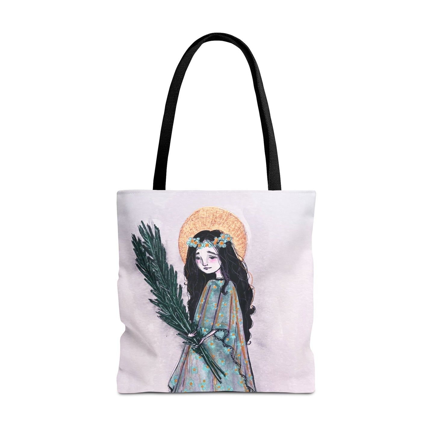 Saint Faith Tote - Hand-Drawn Art - Catholic Tote Bag | Faith Hope and Charity Saint | Christian Devotional Tote | Sanctified Solocosmo