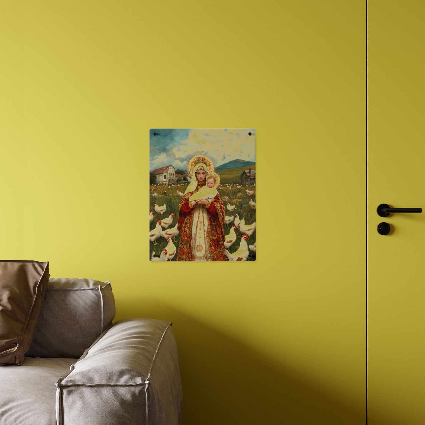 Our Lady of the Hens Acrylic Wall Art Panel - Ready to Hang Acrylic Print - Catholic Saint Art