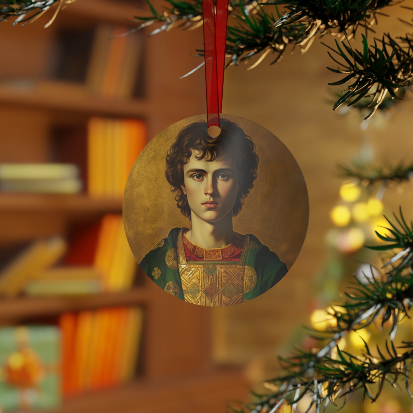 Saint Pantaleon Metal Ornament - Religious Holiday Christmas Ornament and Keepsake - Double sided - Prayer Ornament - Catholic Gift