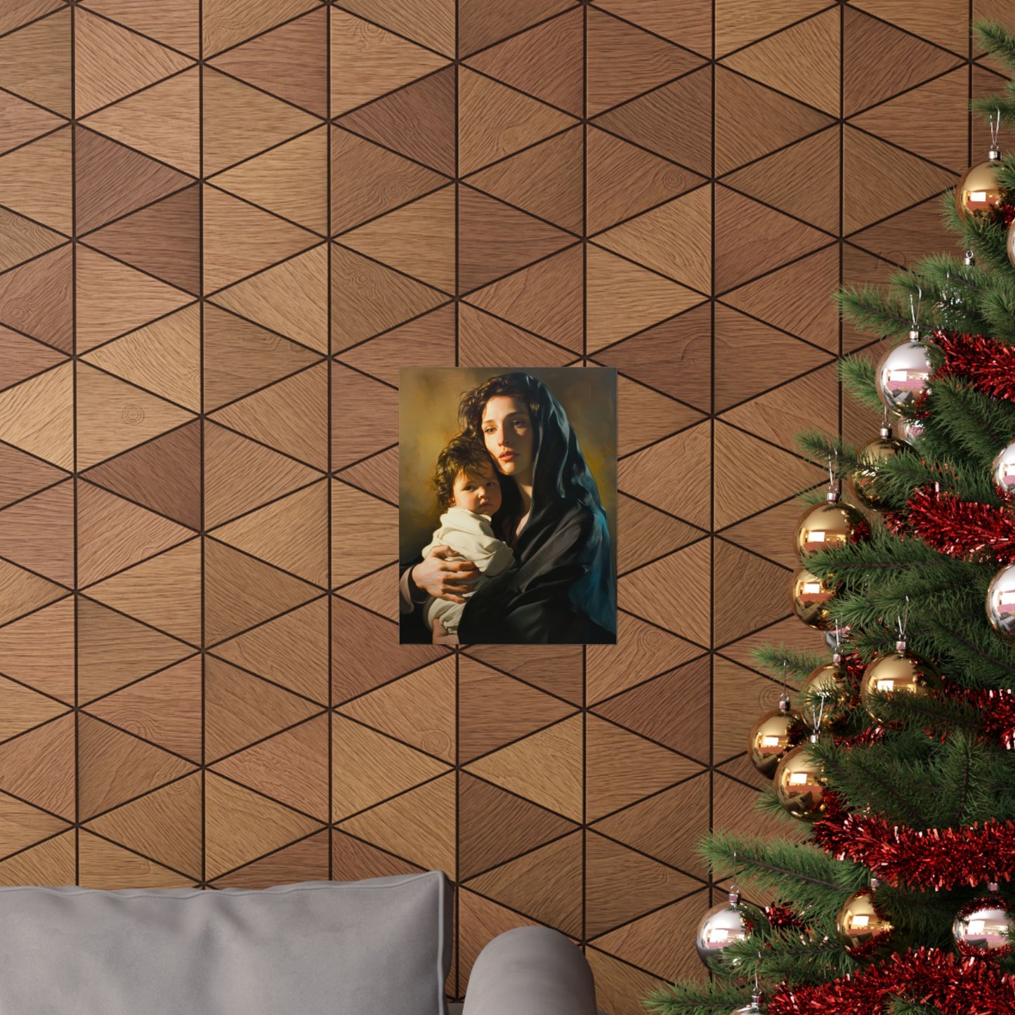 A mother's Gentle Embrace - Mary and The Christ Child - Sanctified Souls Print - Multiple Sizes - Premium Posters - Catholic Art - Christian