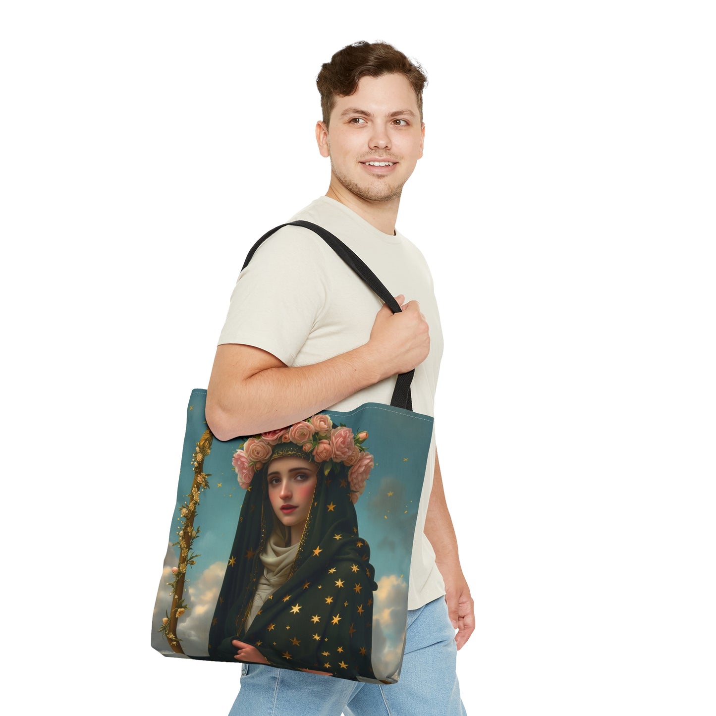 Saint Aldegund / Aldegundis Tote Bag - Purse - Three sizes - Large Medium Small Faith Art Bag - Catholic purse - Double Sided