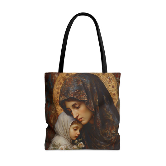 Mary, Mother of God - Protectress of Families Tote Bag - Large Medium Small Faith Art Bag - Catholic Faith Purse - Religious Carry All