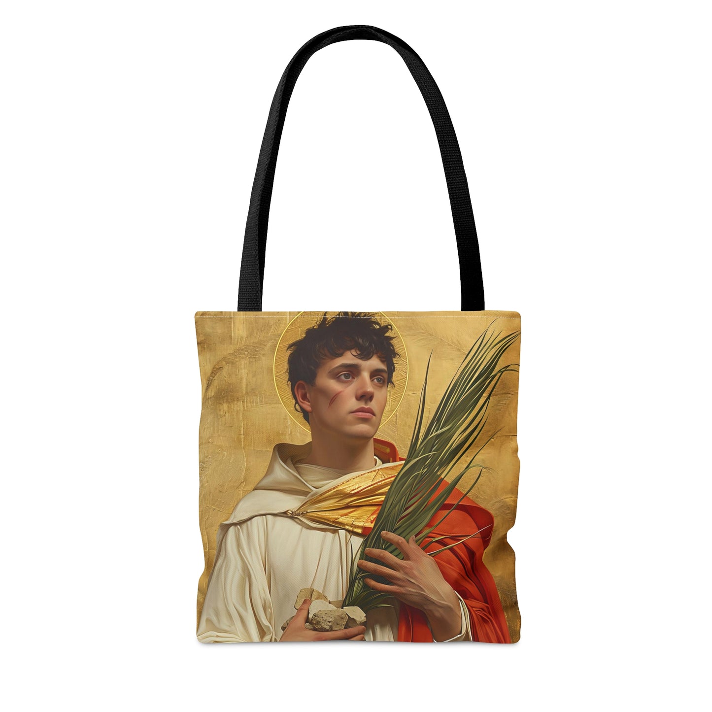 Saint Stephen Tote Bag - Large Medium Small Faith Art Bag - Re usable Tote Purse - Double Sided - Catholic Art Bag