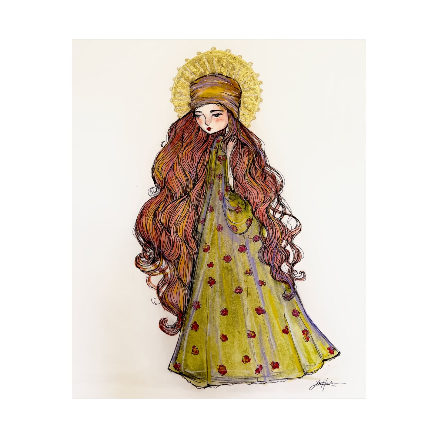 Saint Mary Magdalene Catholic Art Print | Hand-Drawn Watercolor Sacred Artwork | Christian Devotional Wall Art