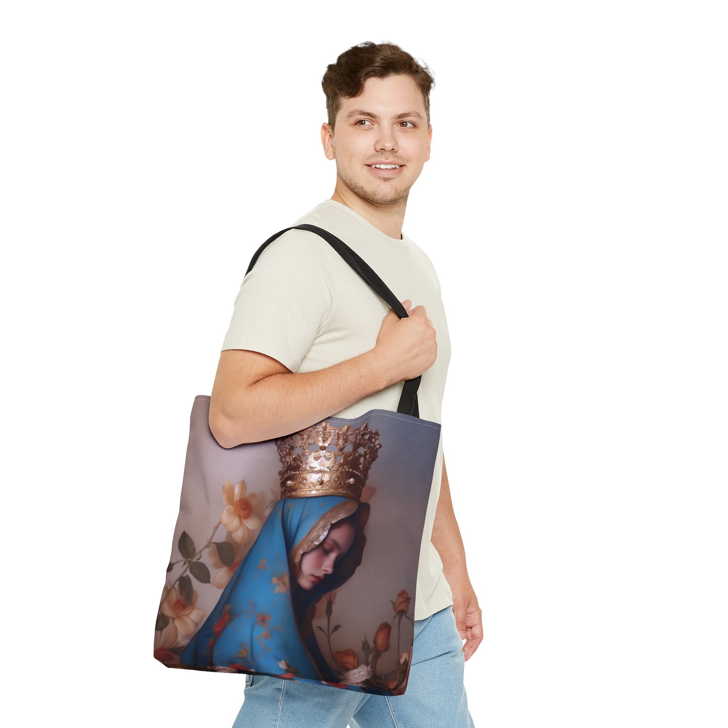 Our Lady of the Roses - Tote Bag - Large Medium Small Faith Art Bag - Catholic Faith Purse - Mother Mary