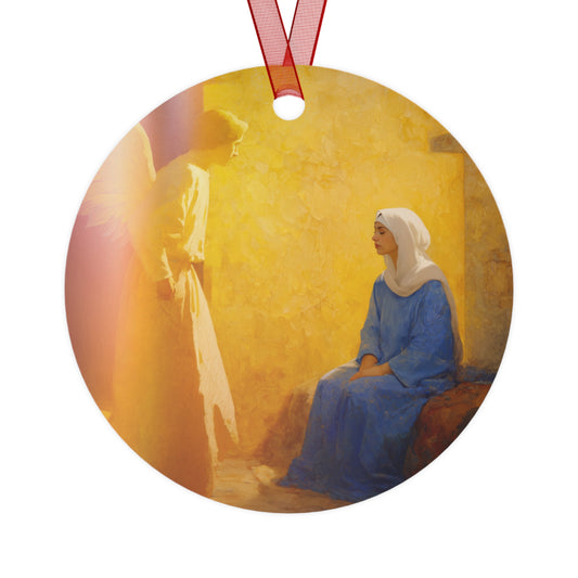 Mary's Yes - Quiet Fiat - Mother Mary - Marian Art - Metal Ornament - Religious Holiday Christmas Ornament
