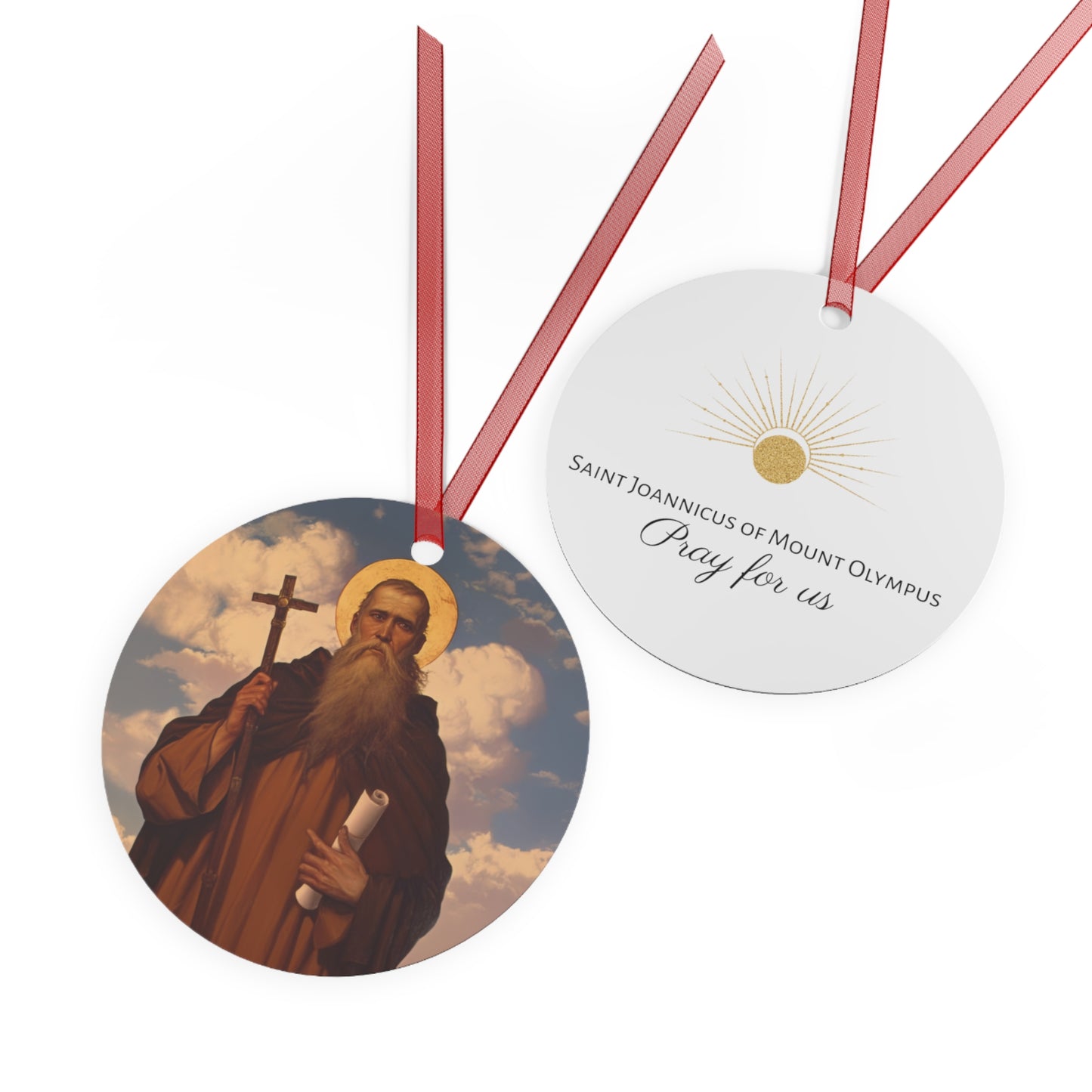 Saint Joannicus the Great / Loannikios of Mount Olympus - Metal Ornament - Religious Holiday Christmas Ornament and Keepsake