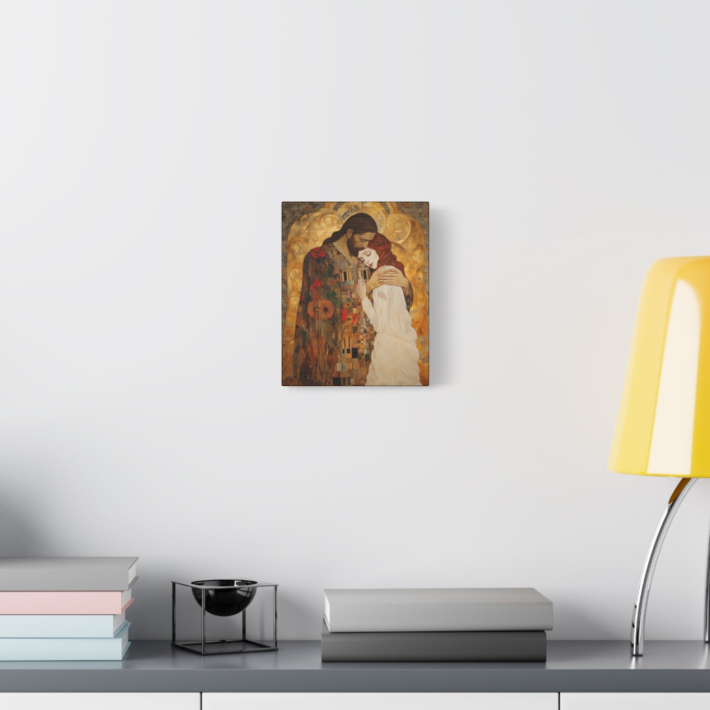 Christ Embracing Mary Magdalene Museum Wrapped Canvas - Sanctified Souls Print -Based on Klimt's The Kiss - Religious Catholic Art