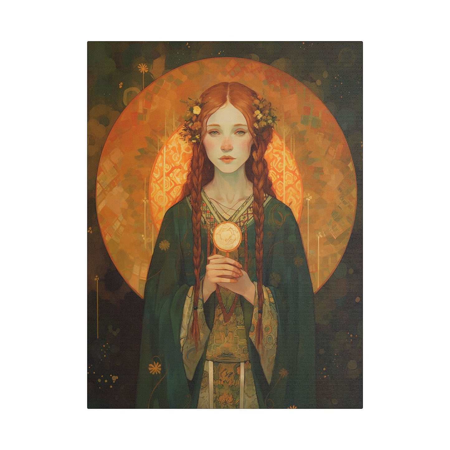 Saint Brigid of Ireland Canvas Print - Multiple Sizes - Catholic Home art - Museum Wrapped Canvas - Sanctified Souls Print
