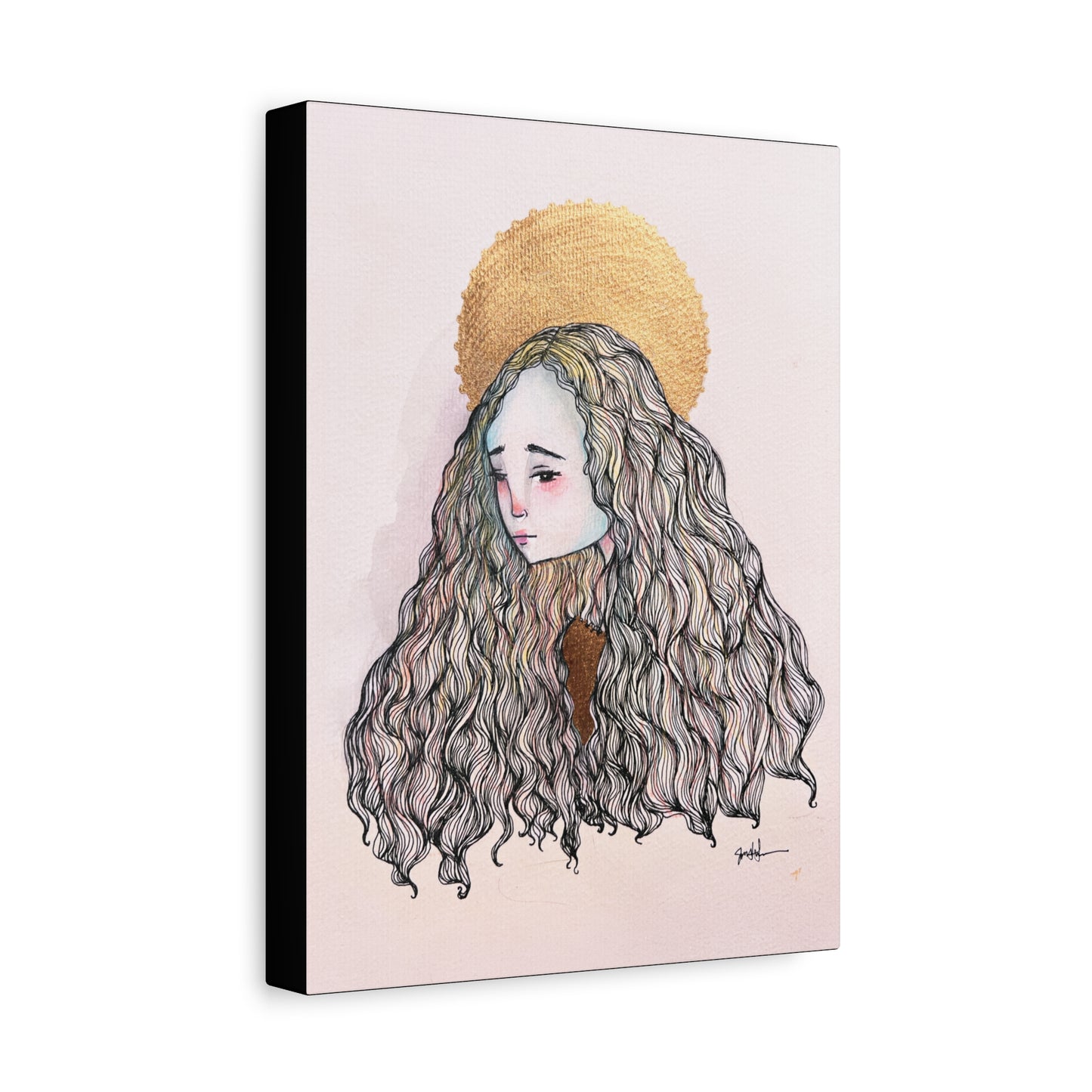 Saint Philomena Canvas Print - Hand-Drawn Catholic Art Print | Christian Sacred Wall Art | Sanctified Solocosmo Religious Artwork