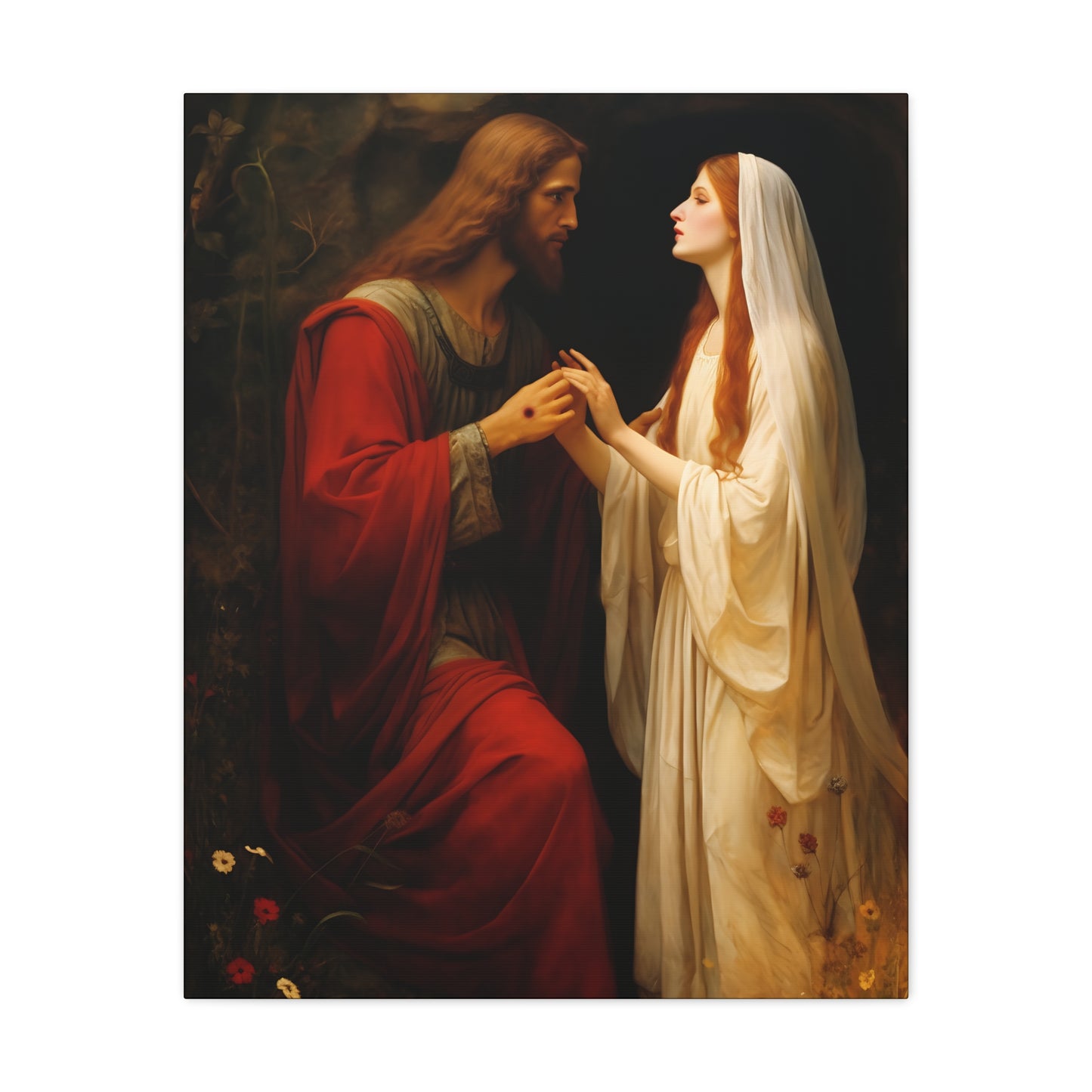 Revelation of Redemption Mary Magdalene and the Risen Christ - Gallery Wrapped Canvas - Sanctified Souls Print - Religious Art for your Home