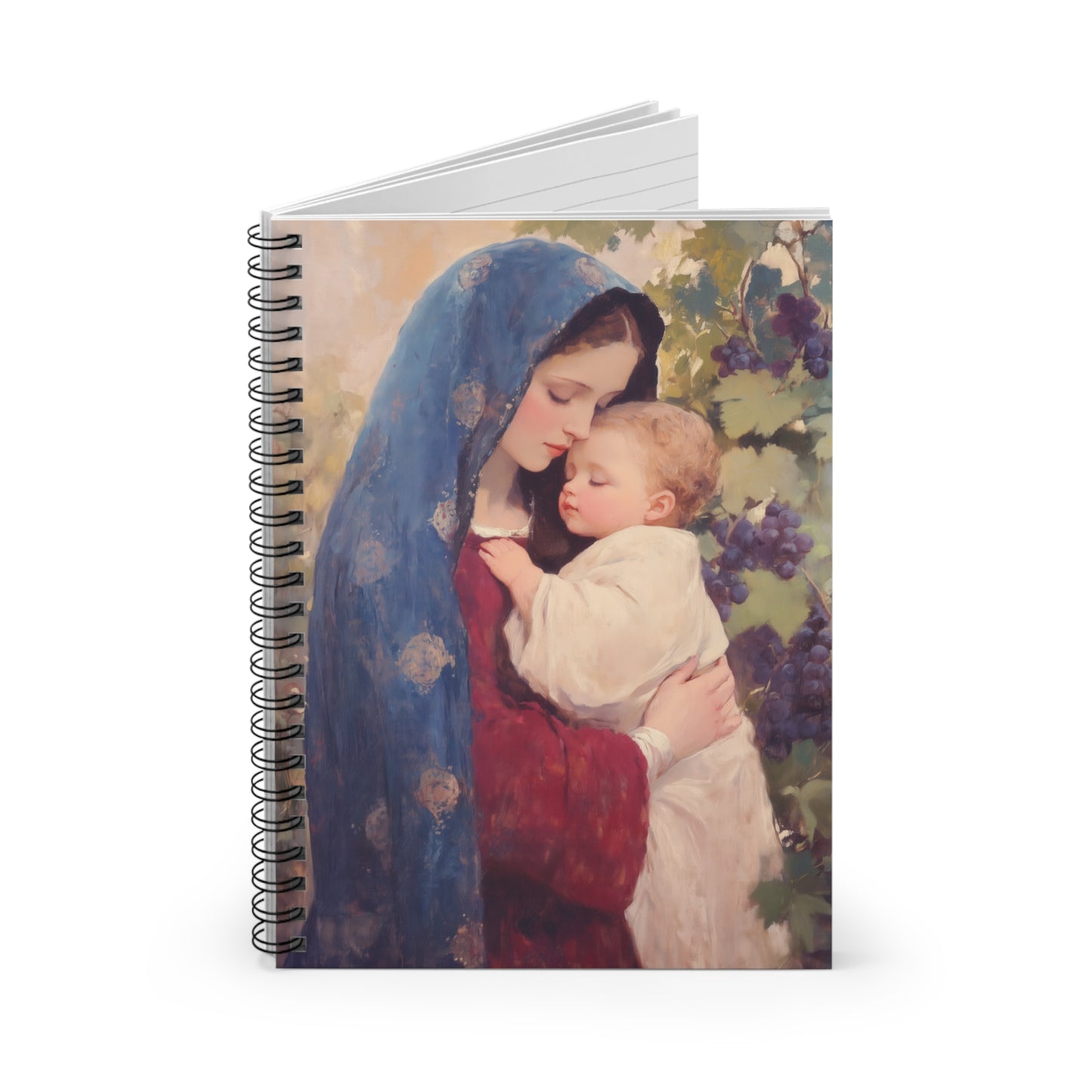 Our Lady of the Grapes / Out Lady of the Harvest - Sanctified Souls Art - Religious Based Notebook - Spiral Notebook - Mother Mary Art