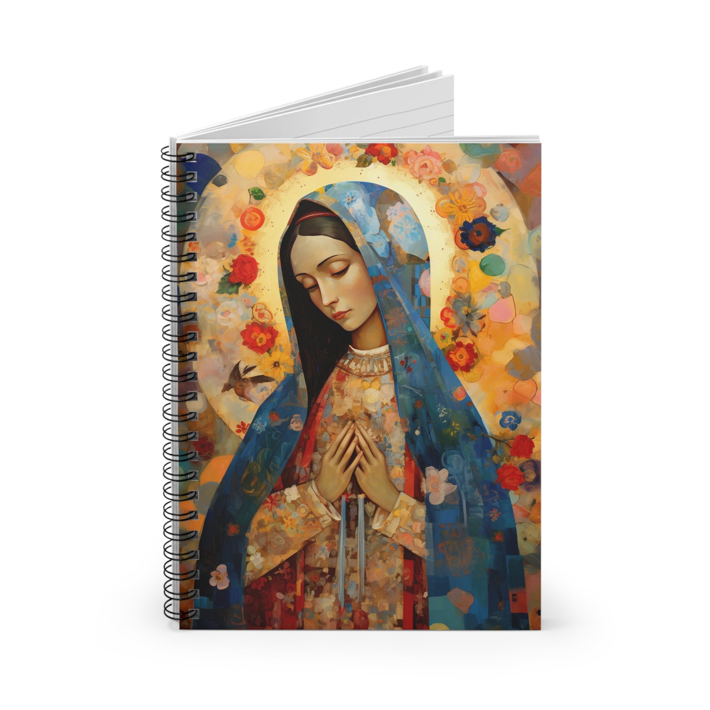 Mary's Silent Blessing Journal - Sanctified Souls Art - Religious Based Notebook - Spiral Notebook - Ruled Line