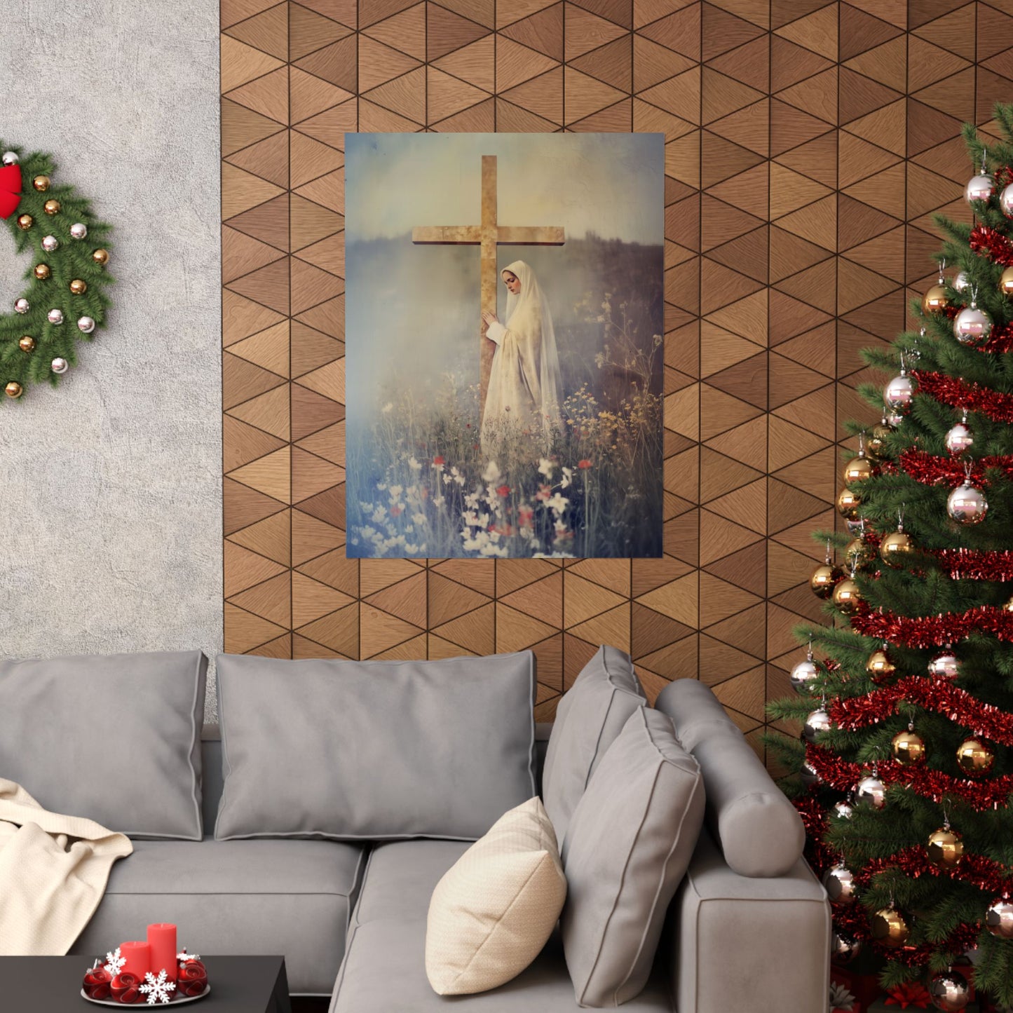 The Feast of the Exaltation of the Holy Cross - Sanctified Souls Print - Multiple Sizes - Premium Posters - Catholic Art - Christian Home