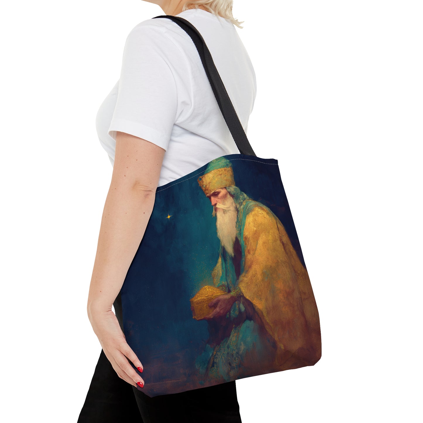Caspar and the Offering of Worship - 3 Wise Men - Tote Bag - Large Medium Small Faith Art Bag - Re usable Tote Purse - Double Sided