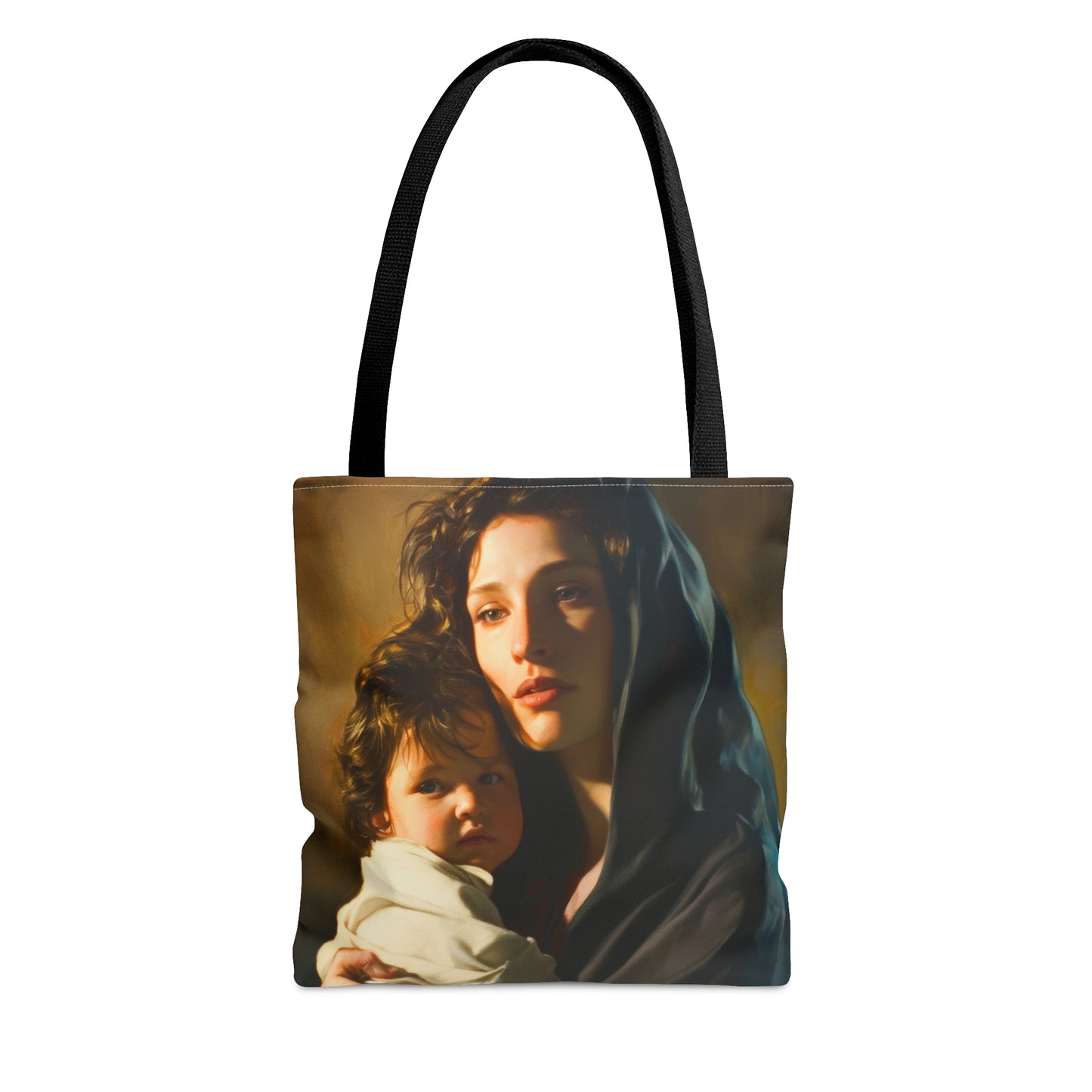 A mother's Gentle Embrace - Mary and The Christ Child Tote Bag - Large Medium Small Faith Art Bag - Catholic Faith Purse