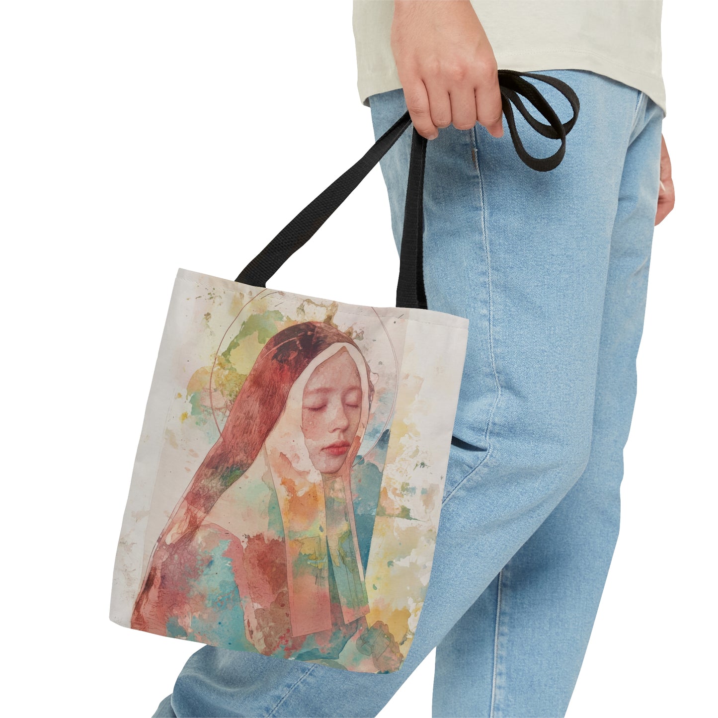 Saint Bernadette Tote Bag - Large Medium Small Faith Art Bag - Catholic Faith Purse - Double Sided