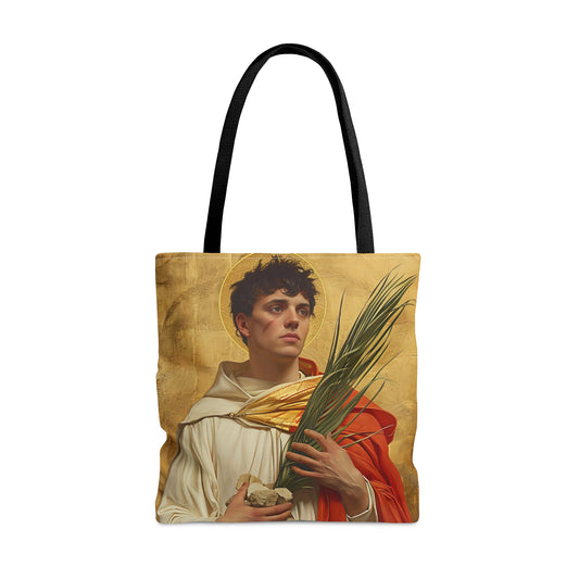 Saint Stephen Tote Bag - Large Medium Small Faith Art Bag - Re usable Tote Purse - Double Sided - Catholic Art Bag