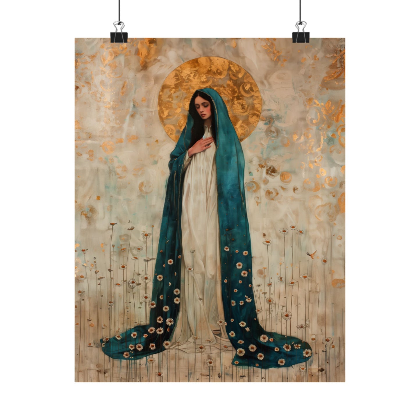 Serene Devotion - Mary's Compassionate Heart Poster Print - Sanctified Souls Print - Multiple Sizes - Premium Posters - Catholic Art