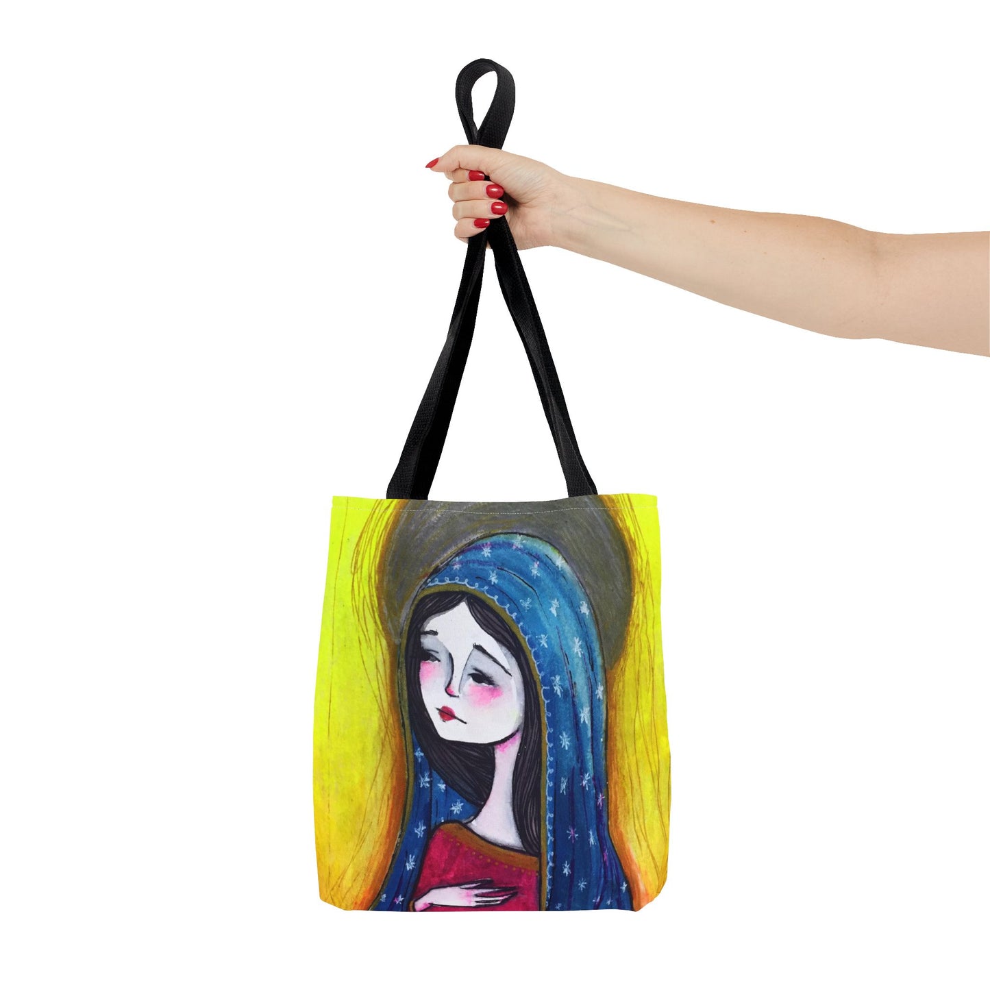 Our Lady of Guadalupe Tote - Hand-Drawn Catholic Art - Prayer Bag | Marian Devotional Tote | Sanctified Solocosmo Religious Tote