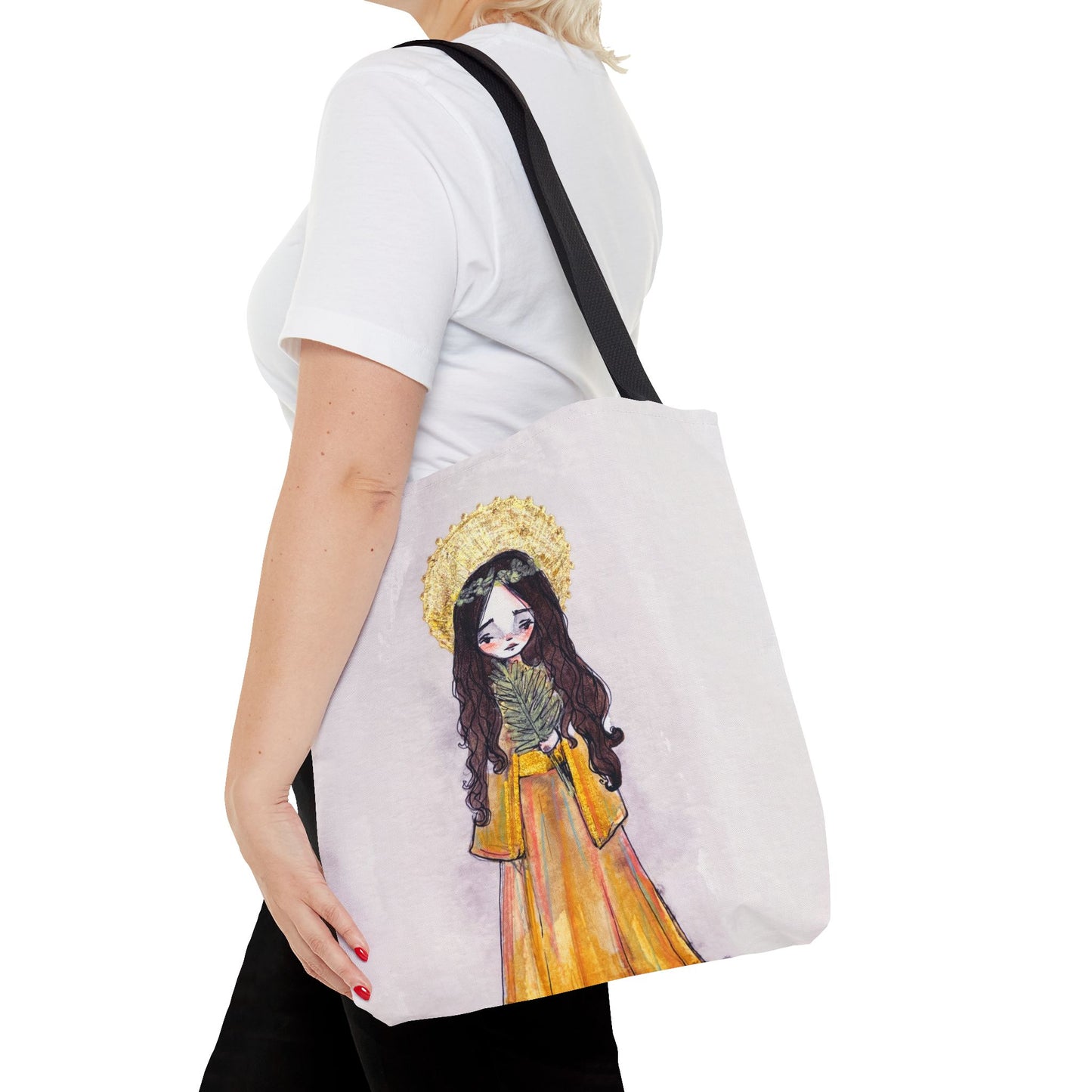 Saint Charity Tote - Hand-Drawn Art | Catholic Tote Bag | Faith Hope and Charity Youngest Sister | Catholic Devotional Prayer Bag
