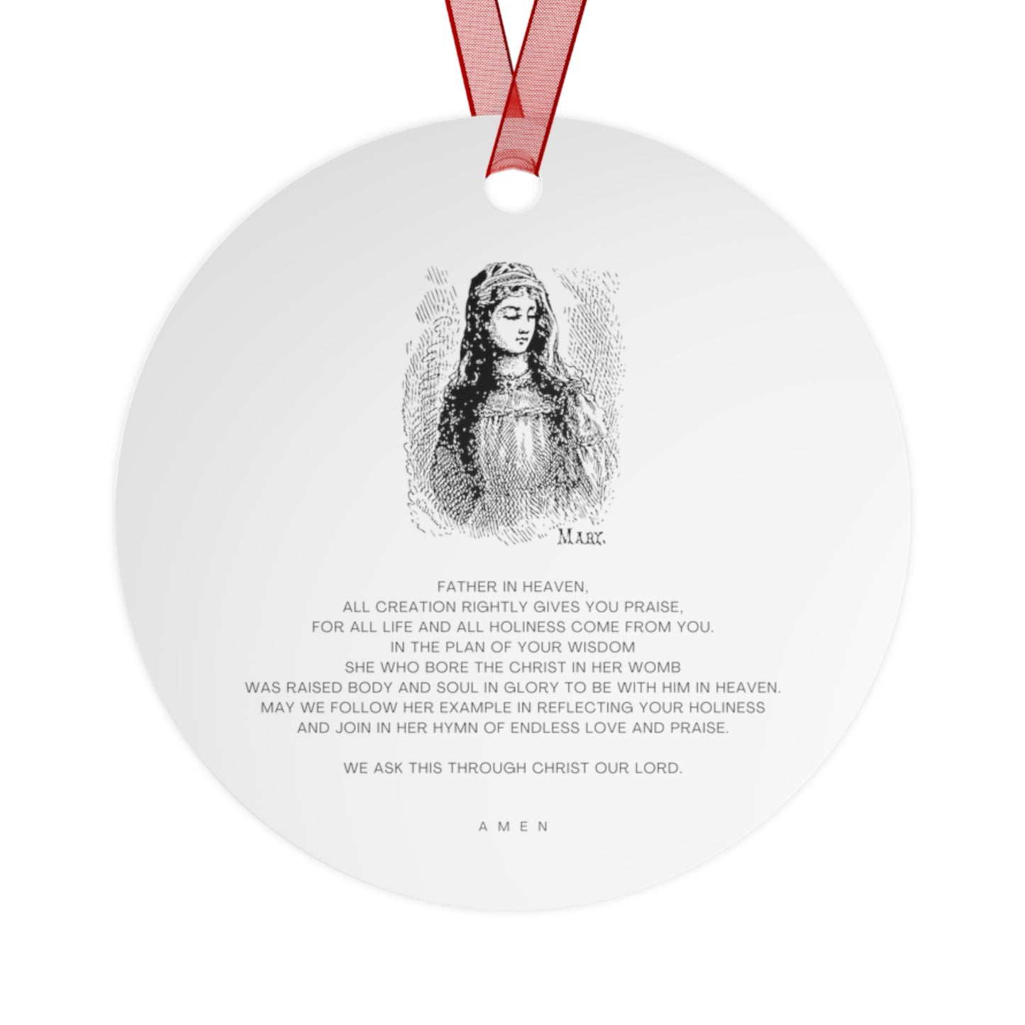 The Assumption of Mary Metal Ornament - Religious Holiday Christmas Ornament and Keepsake - Double sided Keepsake Religious Ornament
