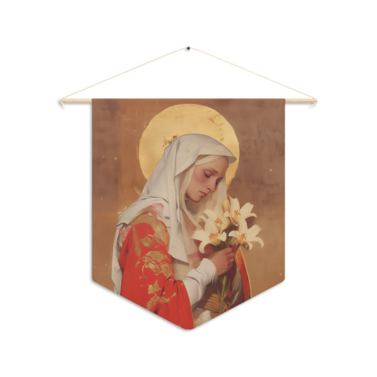 Saint Faith of Agen - Wall Banner / Wall Hanging - Christian Art - Prayer room - 18" x 21"