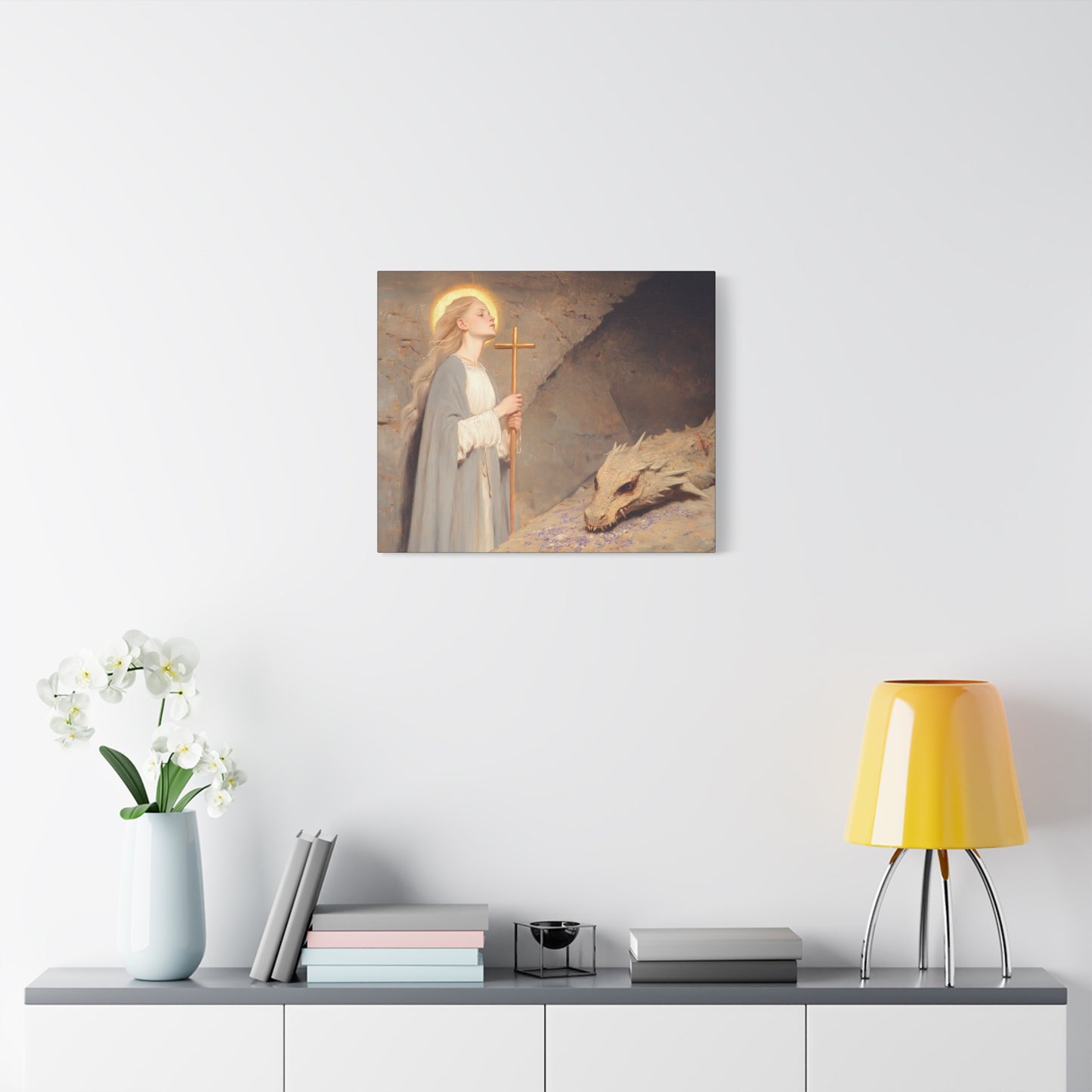 Saint Margaret of Antioch -  Museum Wrapped Canvas - Sanctified Souls Print - Religious Art for your Home - Catholic Patron Saint Art