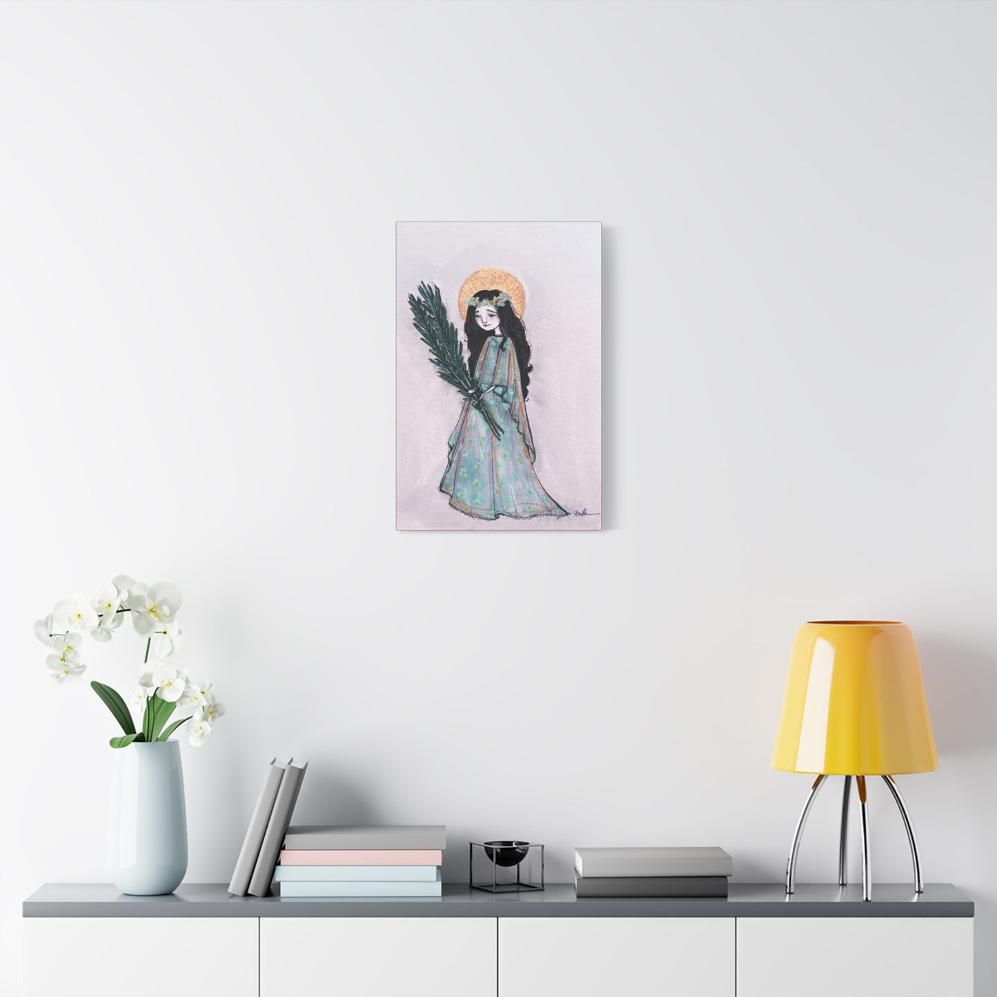 Saint Faith Canvas Print - Hand-Drawn Art - Catholic Print | Faith Hope and Charity Sacred Art | Sanctified Solocosmo Religious Artwork