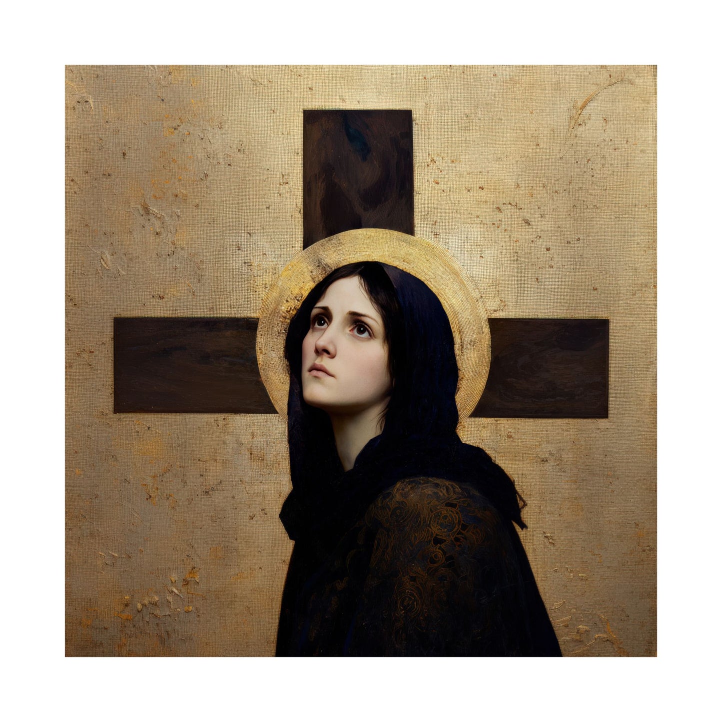 Our Lady of the Cross - Mother Mary  - Our Lady of the Crucifix - Marian Art  - Sanctified Souls Print - Multiple Sizes - Premium Posters
