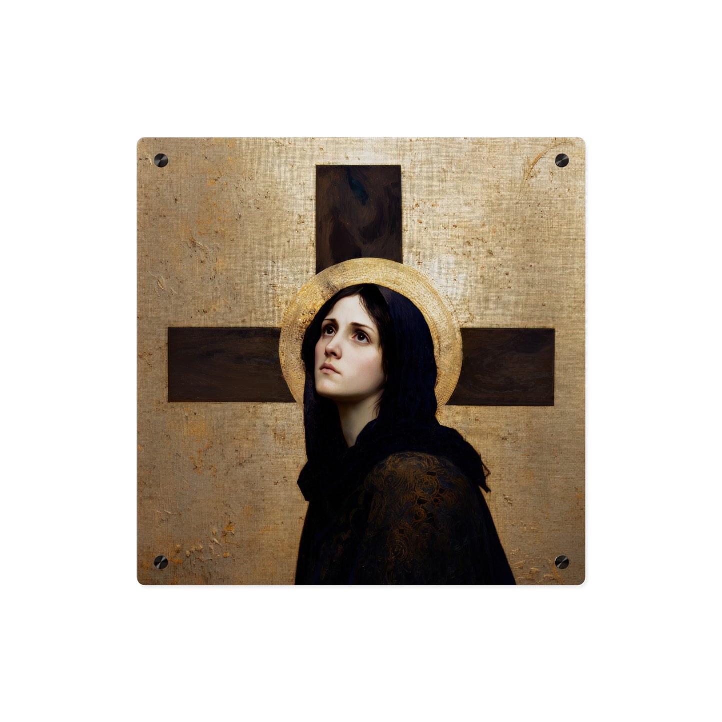 Our Lady of the Cross - Mother Mary  - Our Lady of the Crucifix - Marian Art - Wall Art Panel - Ready to Hang Acrylic Print - Catholic Art