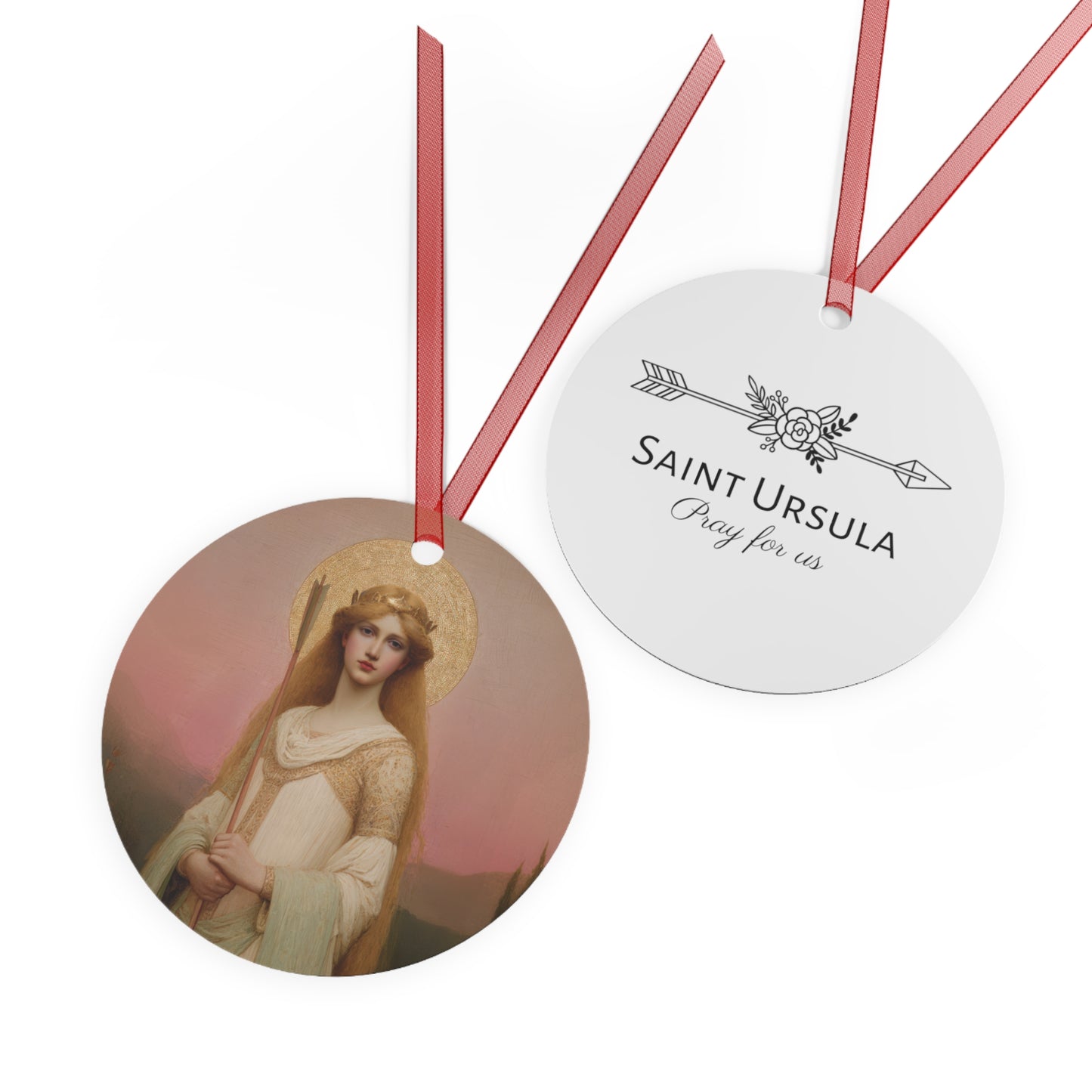 Saint Ursula Metal Ornament - Religious Holiday Christmas Ornament and Keepsake - Prayer Ornament - Catholic Gift