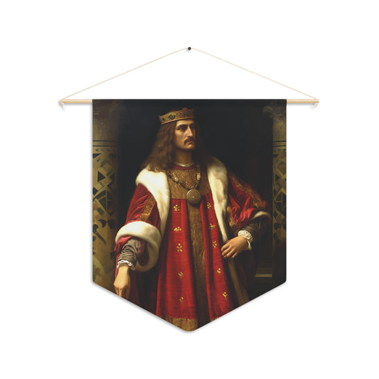Saint Stephan the Great Wall Banner / Wall Hanging - Prayer room art - Catholic Home Art - Large Print - 18" x 21"