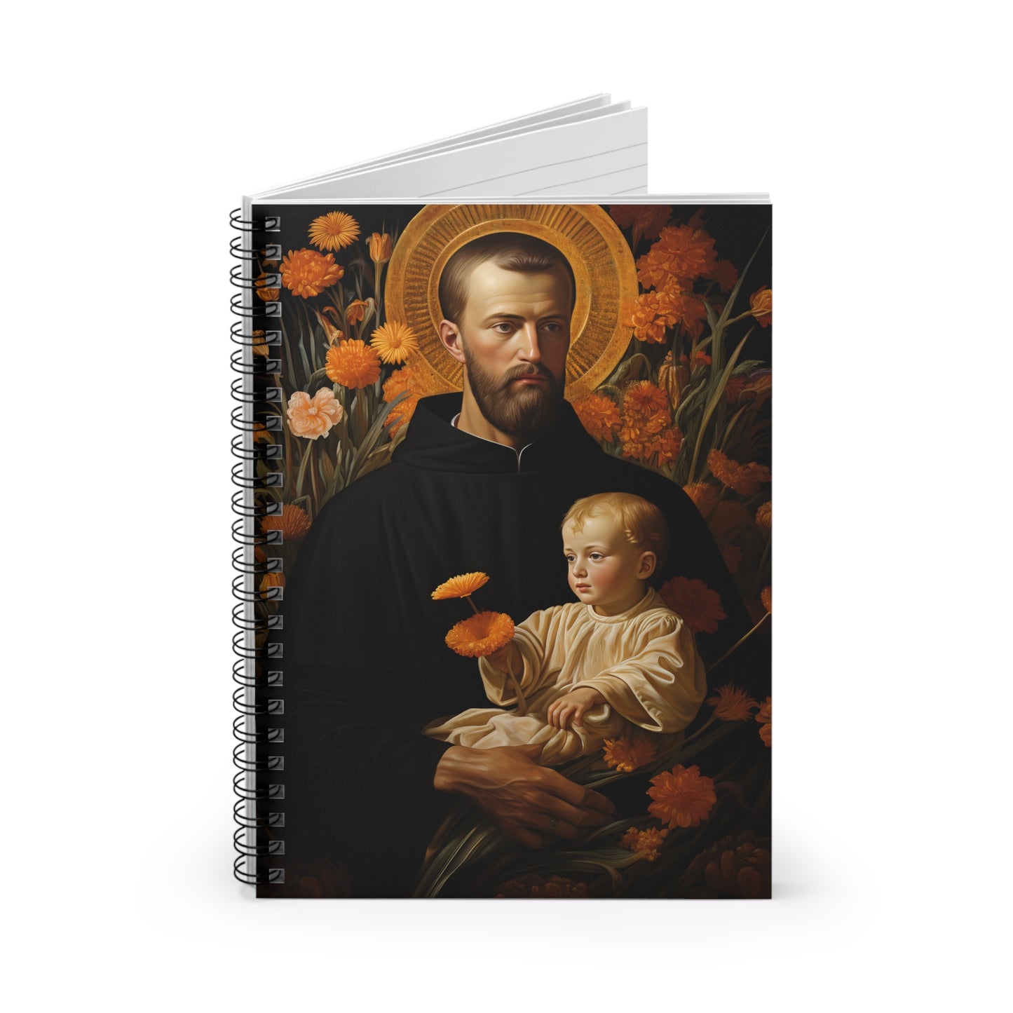 Saint Cajetan Journal - Sanctified Souls Art - Religious Based Notebook - Spiral Notebook - Ruled Line