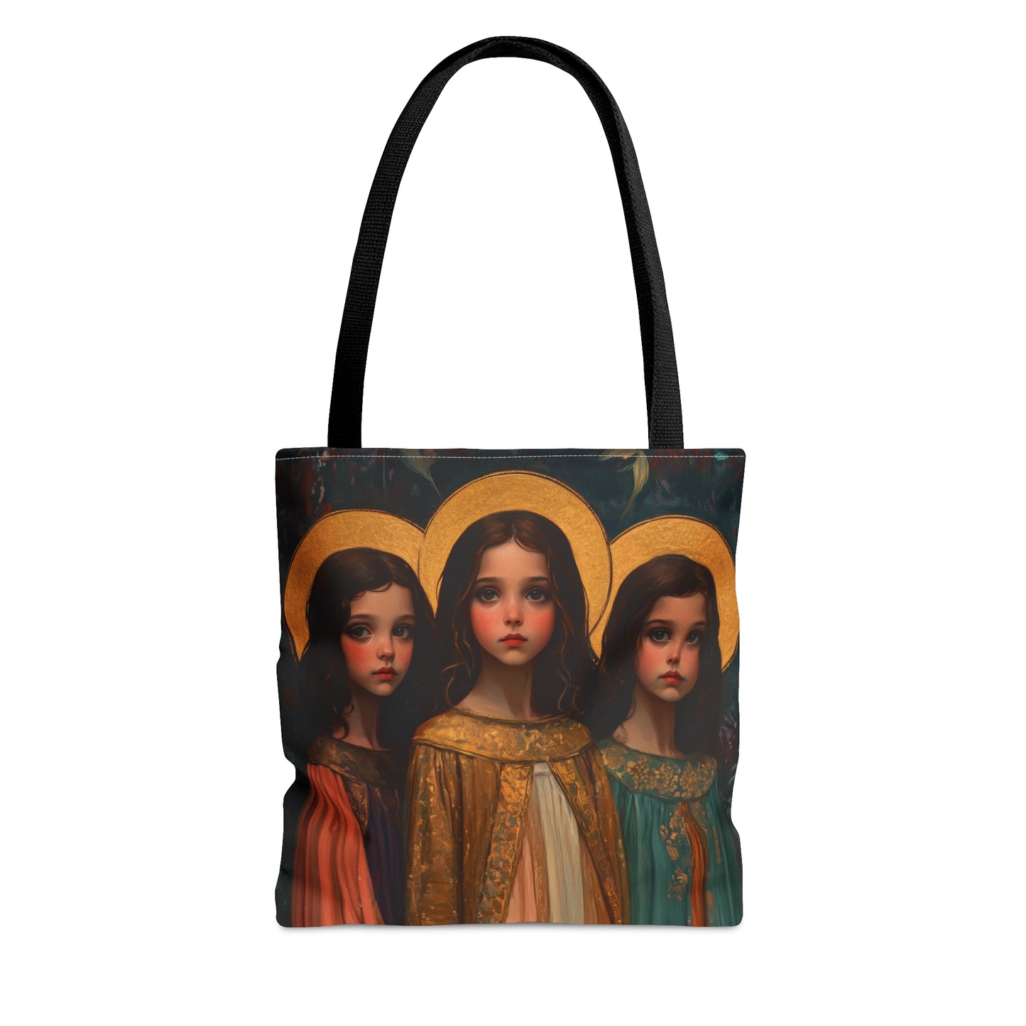 Saints Faith, Hope and Charity - Tote Bag - Large Medium Small Faith Art Bag - Catholic Faith Purse - Double Sided