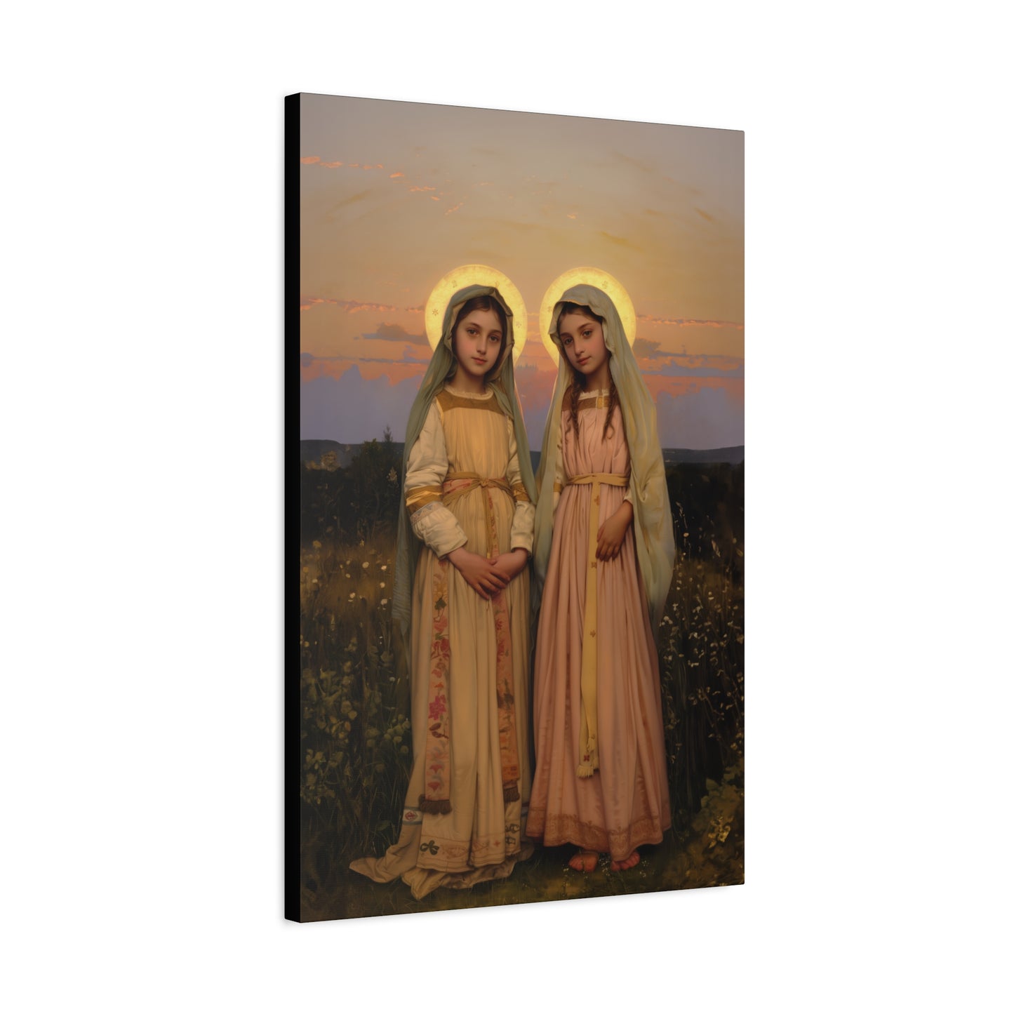 Saints Nunilo and Alodia - Museum Wrapped Canvas - Print - Religious Art for your Home - Christian print - Prayer Room Catholic Saint