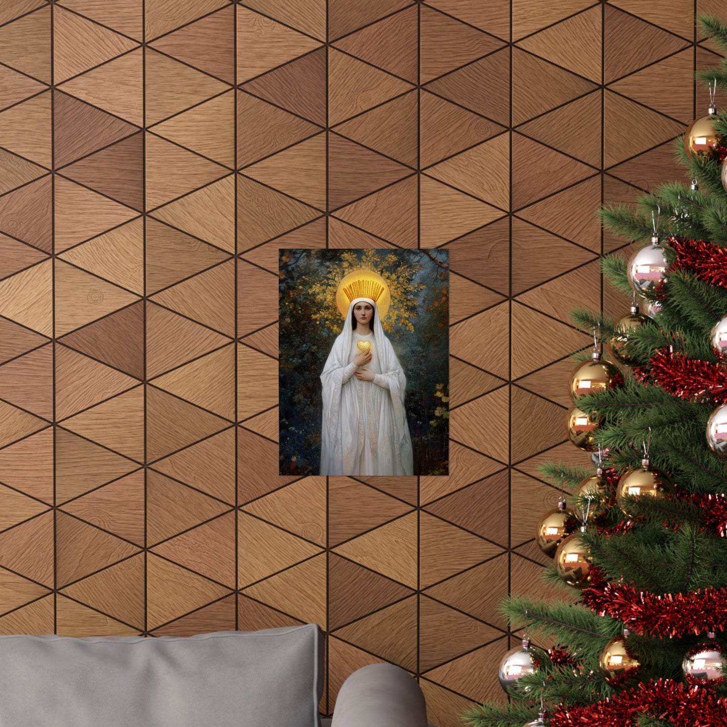 Our Lady of Beauraing - Our Lady of the Golden Heart - Marian Art - Sanctified Souls Print - Multiple Sizes - Premium Vertical Posters