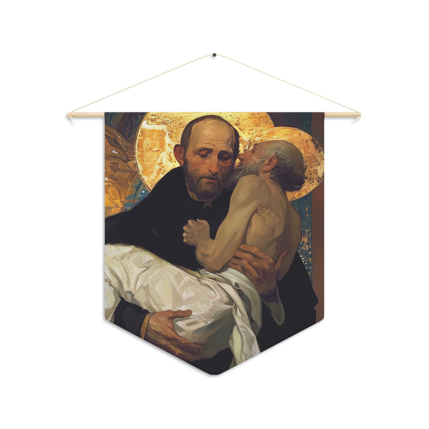 Saint John of God Pennant / Banner / Wall Hanging - Prayer room art - 18" x 21" - Catholic prayer Religious Christian Gift