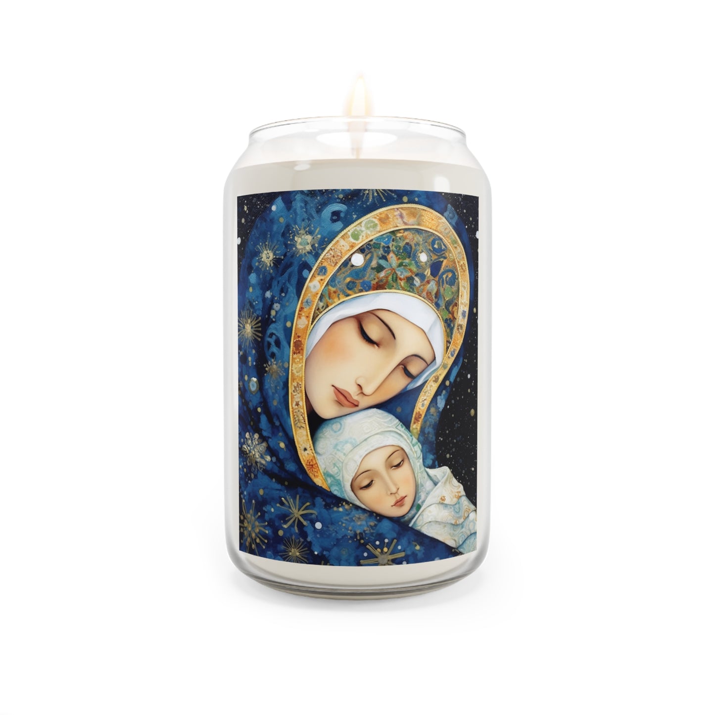 Snowfall's Embrace- Our Lady's Tender Care - Scented Prayer Candle, 13.75oz - Tall Size - Religious Prayer Candle - Catholic Art