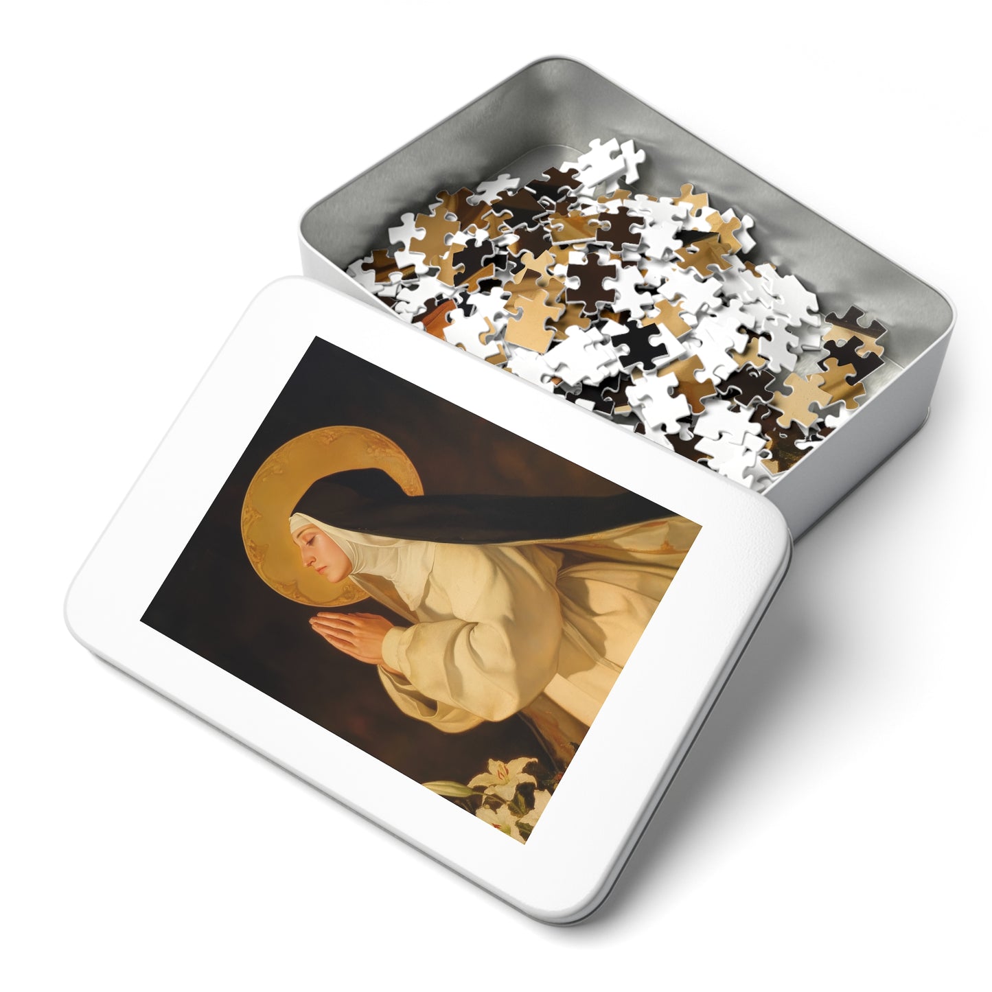 Saint Lutgardis - Puzzle and Keepsake Tin - Religious (30, 110, 252, 500,1000) - Religious Catholic Puzzle Art